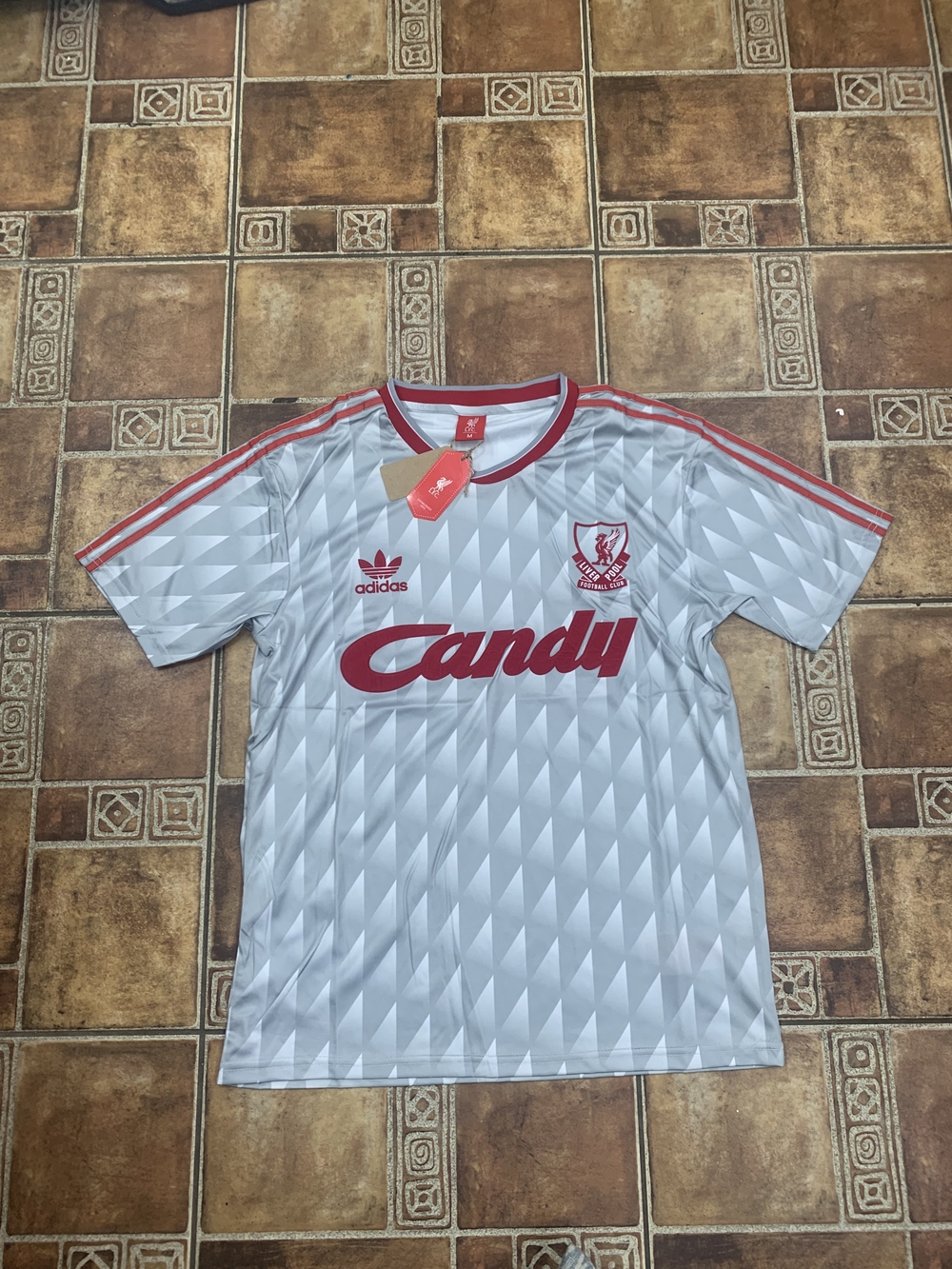 adidas Originals White and Red Liverpool Candy Retro Jersey